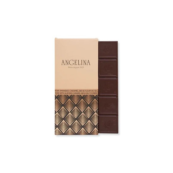 Tablette chocolat noir, amandes et caramel (100g) - Angelina