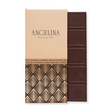 Tablette chocolat noir, amandes et caramel (100g) - Angelina