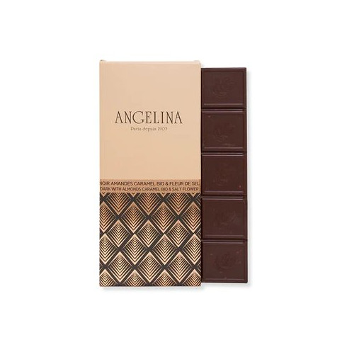 Tablette chocolat noir, amandes et caramel (100g) - Angelina